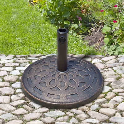 Outsunny 31 lb. Heavy Duty Patio Umbrella Base, Round Market Umbrella Base Holder for Outdoor, Garden, Backyard, Bronze