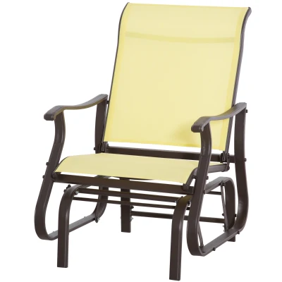 Outsunny Outdoor Glider Chair, Patio Glider with Steel Frame and Mesh Fabric, Outdoor Chair for Backyard, Garden, Porch, Beige
