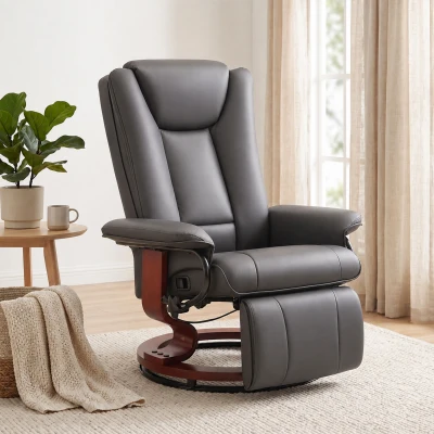HOMCOM Modern PU Leather Swivel Recliner Chair with Footrest, Brown