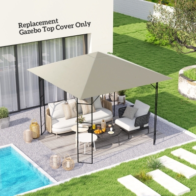 Outsunny 10' x 10' Gazebo Canopy Replacement Cover, Garden Gazebo Roof Replacement, UPF30+, TOP COVER ONLY, Grey