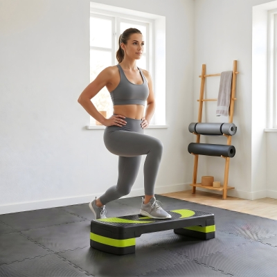 Soozier Adjustable Aerobic Stepper, Exercise Step Platform, Step Exercise Trainer, Workout Fitness Yoga Risers, 4"-6"-8", Green