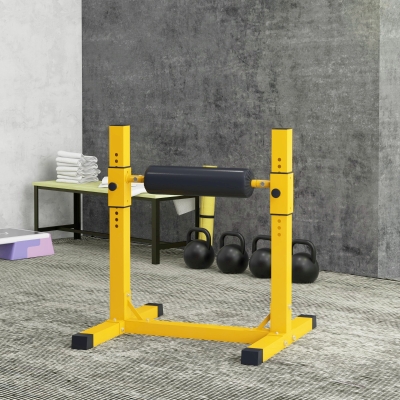Soozier Bulgarian Split Squat Stand, 12-Level Adjustable Single Leg Squat Stand for Lower Body Strength Training, Yellow