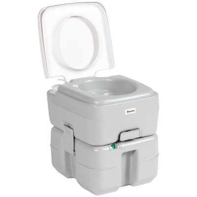 Outsunny Porta Potty, 5.3 Gallon Portable Toilet with Level Indicator and Anti-Leak Pump for Camping, Boating, Hiking, Travel, RV
