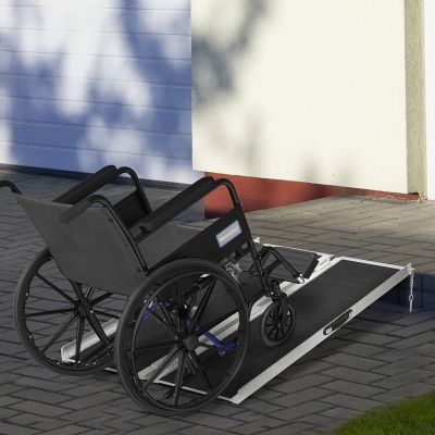 HOMCOM Foldable Portable Wheelchair Ramp Easy Access Carrier Ramp (5ft)