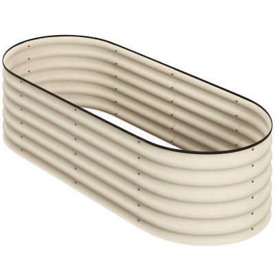 Outsunny 5' x 2' x 1.5' Large Outdoor Planter Box, Galvanized Raised Garden Bed with Metal Plant Stake, Cream White