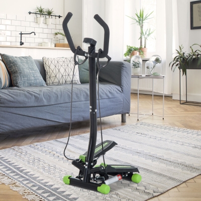 Soozier Mini Stepper with Resistance Bands, Stair Stepper with LCD Monitor for Home Gym