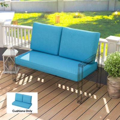 Outsunny 2 Seater 5" Thick Outdoor Seat Cushions with 7" Backrest, Loveseat Outdoor Furniture Cushions, Turquoise
