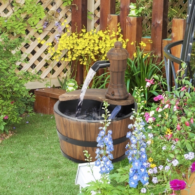Outsunny Outdoor Fountain, Garden Water Fountain with Electric Pump for Porch, Deck, Yard, Carbonized