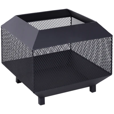Outsunny 17" Outdoor Fire Pit with Fire Poker, Wood Burning Firepits, Portable Firepit for Patio Backyard Bonfire Camping, Black