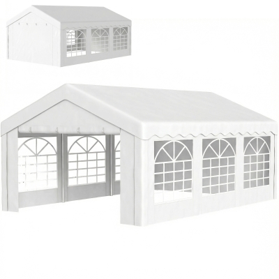 Outsunny 20'x13' Heavy Duty Event Tent Gazebo Portable Sun Shelter with Sidewalls White