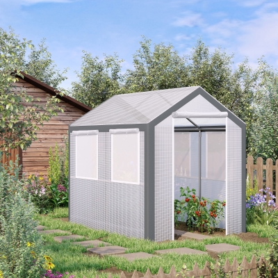 Outsunny 8' x 6' x 7.5' Heavy-duty Walk-in Greenhouse Outdoor Vegetable Plants Growing Warm House Seed Plant Growth Tent Polytunnel Shelter White