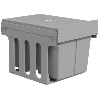 HOMCOM Pull Out Bin, Under Sink Garbage Can with 2 Removable Compartments (4 gallon Each) for Kitchen Waste, Light Grey