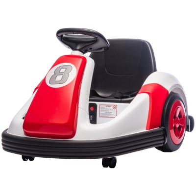 Qaba 6V Kids Bumper Car 360° Spin, Big Wheels, Red, 37-72M