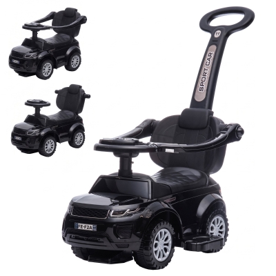 Aosom 3-in-1 Toddler Push Car Stroller with Music & Lights, Black
