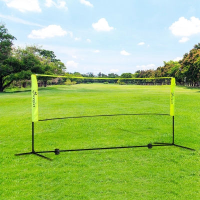 Soozier 10ft Badminton Net, Height Adjustable Outdoor Sports Net with Carry Bag, for Tennis, Pickleball and Volleyball, Yellow