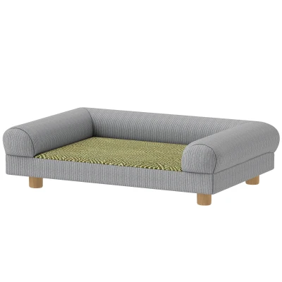 PawHut Pet Sofa, Dog Couch Bed for Small Dogs, Elevated Pet Sofa with Solid Feet for Indoor Kittens, Grey