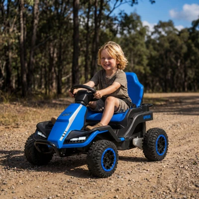 Qaba Kids Electric Ride On Car 24V Dual Motors Remote, Blue