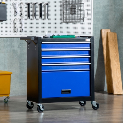 DURHAND 4-Drawer Tool Chest with 4 Wheels, Rolling Tool Box and Storage Cabinet, Portable Tool Organizer for Garage, Blue