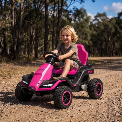 Qaba Kids Electric Ride On Car 24V, Dual Motors, Remote, Pink