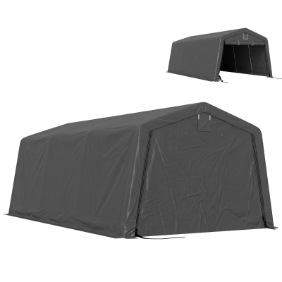 Outsunny 11' x 20' Portable Garage, Heavy Duty Carport Canopy with Ventilation Windows and Large Roll-up Door, Dark Grey