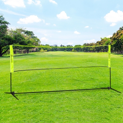 Soozier 14ft Badminton Net, Height Adjustable Outdoor Sports Net with Carry Bag, for Tennis, Pickleball and Volleyball, Yellow