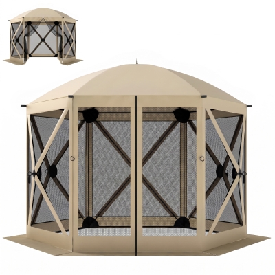 Outsunny 10 x 11 ft Pop Up Gazebo Tent with Netting, Beige