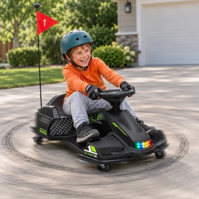 Aosom 12V Electric Drifting Go Kart, Black