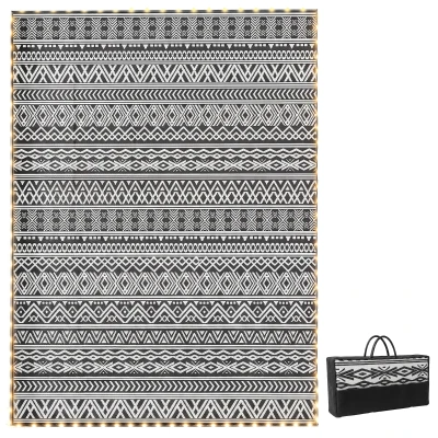 Outsunny Outdoor Rug Carpet with USB Lights Reversible Patio Rug with Carry Bag for Camping 12' x 9'
