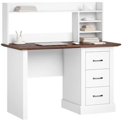 HOMCOM 47" Computer Desk with Drawers & Shelves, Walnut White