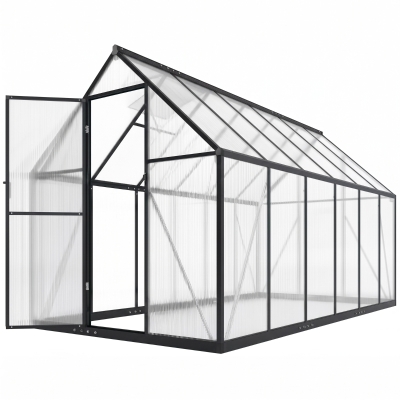 Outsunny 11x6 ft Polycarbonate Walk-in Greenhouse, Swing Door, Black