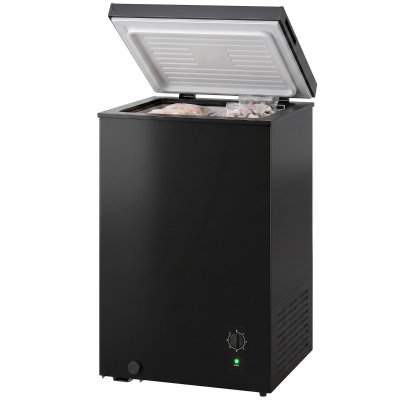 HOMCOM Mini Freezer, 3.5 Cu.Ft Chest Freezer with 7-Setting Adjustable Thermostat, Wire Basket, Quiet Operation, Black
