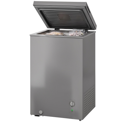 HOMCOM Mini Freezer, 3.5 Cu.Ft Chest Freezer with 7-Setting Adjustable Thermostat, Wire Basket, Quiet Operation, Grey