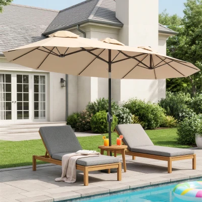 Double-sided Patio Umbrella 116.1" L x 59.8" W x 87.4" H Brown