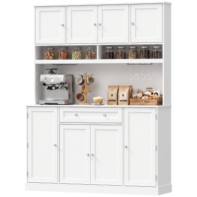HOMCOM 73" Pantry Cabinet with Charging Station, White Kitchen Stand