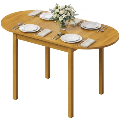 HOMCOM 55" Drop Leaf Kitchen Table, Wood Dining Table, Walnut