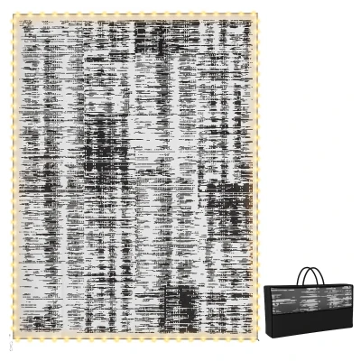 Outsunny Outdoor Rug Carpet Waterproof Camping with LED Lights, Carry Bag & Stakes, 12' x 9'