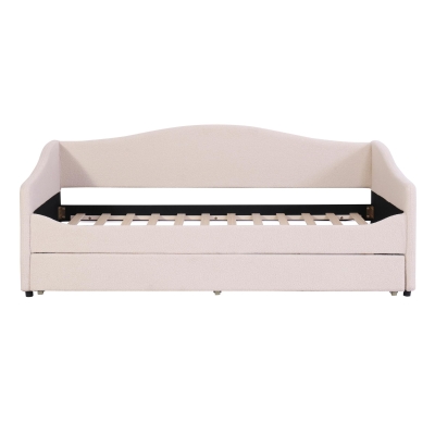 Space-Saving Upholstered Daybed with Twin Size Thurdle, Ideal Sofa Bed for Small Apartments, 79.5" L x 44" W x 33" H, Beige