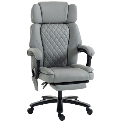 HOMCOM Massage Office Chair, 400lbs, Reclining, Footrest, Gray