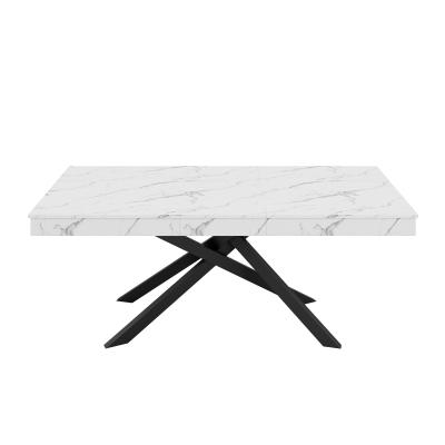 Modern Extendable Dining Table with Metal Cross Legs, Expandable Kitchen Table for Kitchen, 71'' L x 31.5'' W x 30'' H, White
