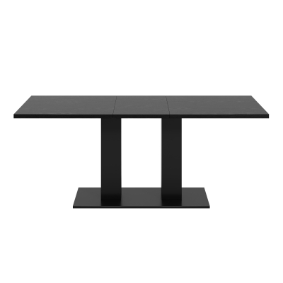 Modern Marble Effect Dining Table with Dual-Pedestal Base, Rectangular Kitchen Table for Kitchen, 71'' L x 27.5'' W x 29.5'' H, Black