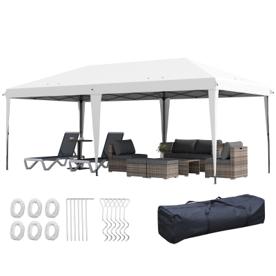 Outsunny 10' x 19.2' Outdoor Pop-Up Gazebo Canopy Tent, White