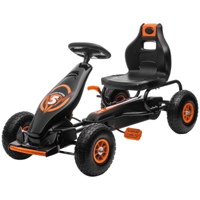 Aosom Kids Pedal Go Kart Ride-On Car, Ergonomic, Ages 5-12, Orange