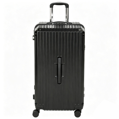 HOMCOM 28-Inch Checked Luggage, Hardside Suitcase with Cup Holder, Corner Protection, Double Spinner Wheels, TSA Lock, Black