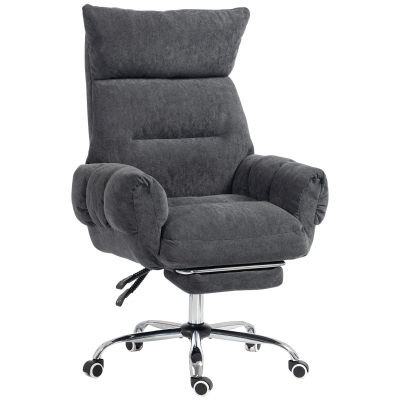 HOMCOM Cross Legged Office Chair Wide Seat Flip-Up Arms, Dark Gray