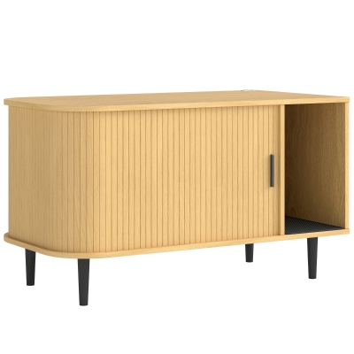 PawHut Cat Litter Box Enclosure with Sliding Door, TV Stand Table