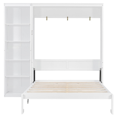 Space-Saving Murphy Bed with Foldable Mechanism, Ideal Wall Bed for Guest Room, Home Office, or Home Gym, 94" L x 15.5" W x 88.5" H, White