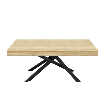 Modern Extendable Dining Table with Metal Cross Legs, Expandable Kitchen Table for Kitchen, 71'' L x 31.5'' W x 30'' H, Oak