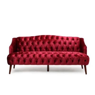 Stylish 3-Seater Sofa with Plush Accents and Smooth Upholstery, Contemporary Couch for Living Rooms, 73" L x 33" W x 32.5" H, Wine Red