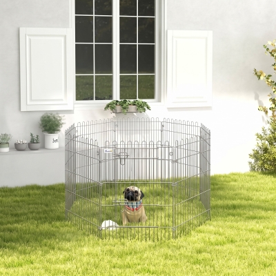 PawHut 36inch 8-Panel Dog Playpen Octagon Pet Exercise Playpen Crate Foldable Dog Cage Pen Puppy Kennel, Black