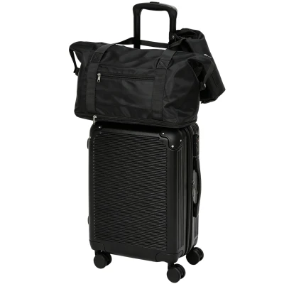 HOMCOM 3-Piece Luggage Set, Expandable Carry On Suitcase Set with Travel Duffel Bag, Toiletry Bag, TSA Lock, Hard Shell, Black